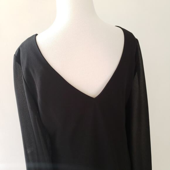 J.R. Nites by Caliendo Beaded Black Tunic Asymmetrical Hem V-Neck Women 10 - Picture 4 of 9